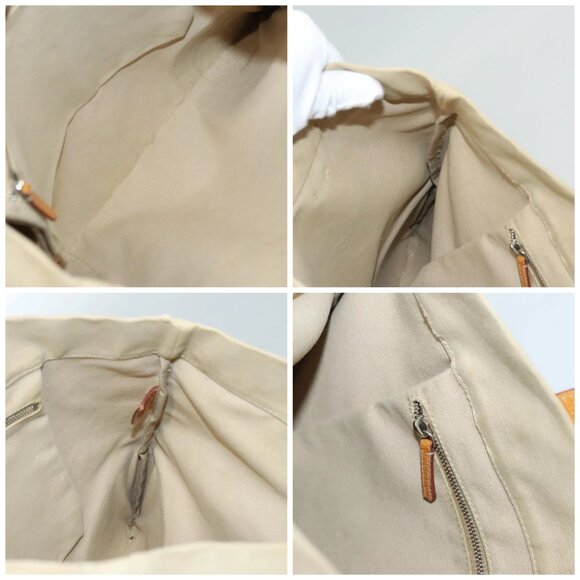 PRADA Tote Bag Canvas Leather Beige Silver Auth ti3142 - Picture 15 of 16